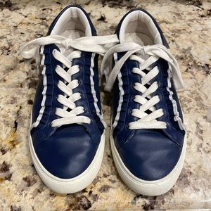 Tory Burch Tory Sport Navy Sneakers with winter White Ruffle Detail Size 9.5
